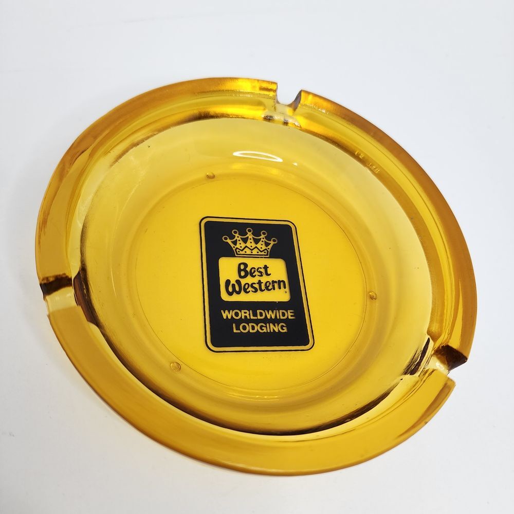 Best Western Hotel Ashtray‎ Amber Glass